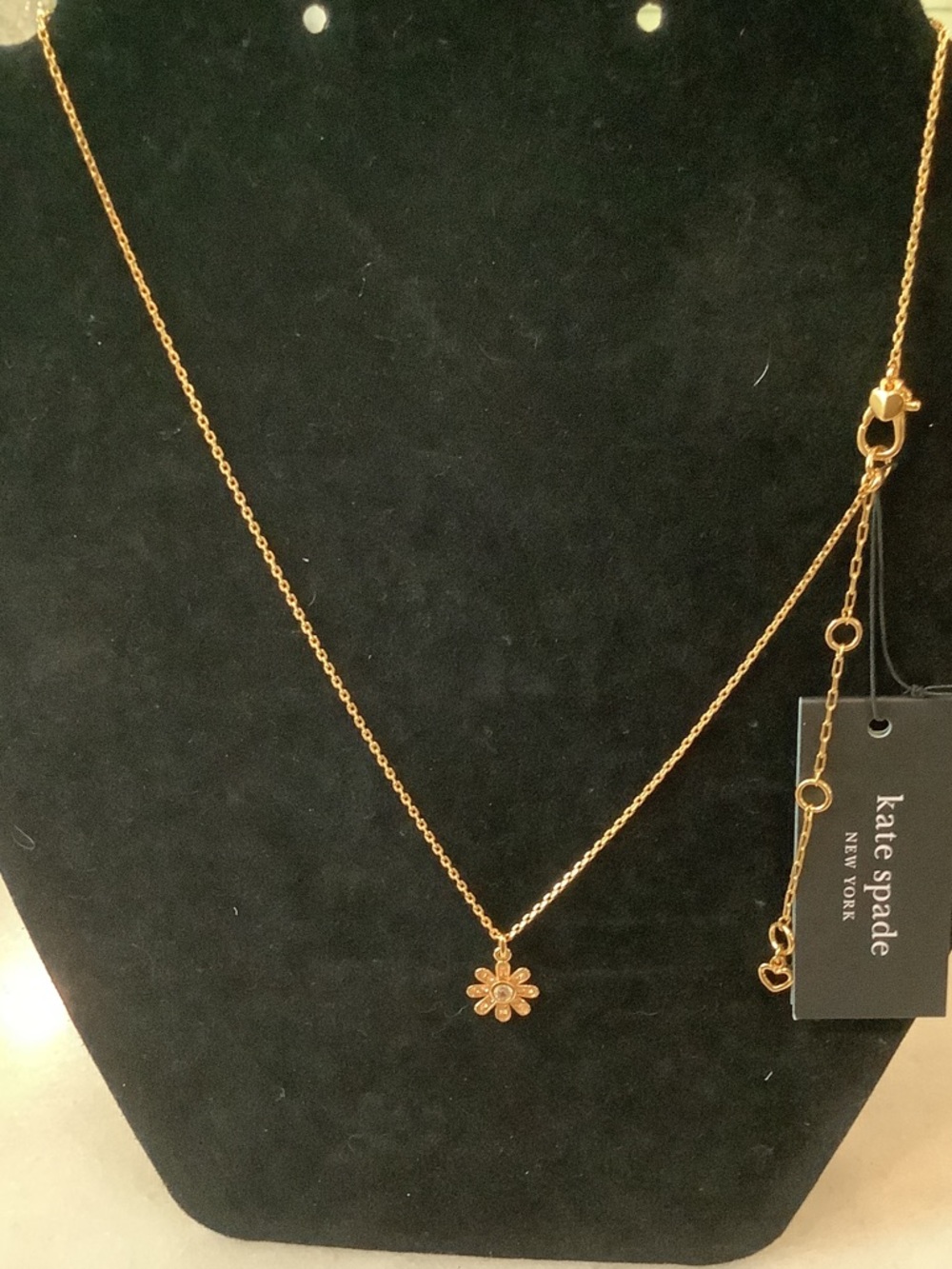kate spade Gold Floral Charm Necklace, Brand New